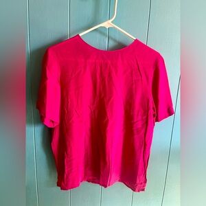 Charter Club Bright Fuchsia Short Sleeve Silk Top